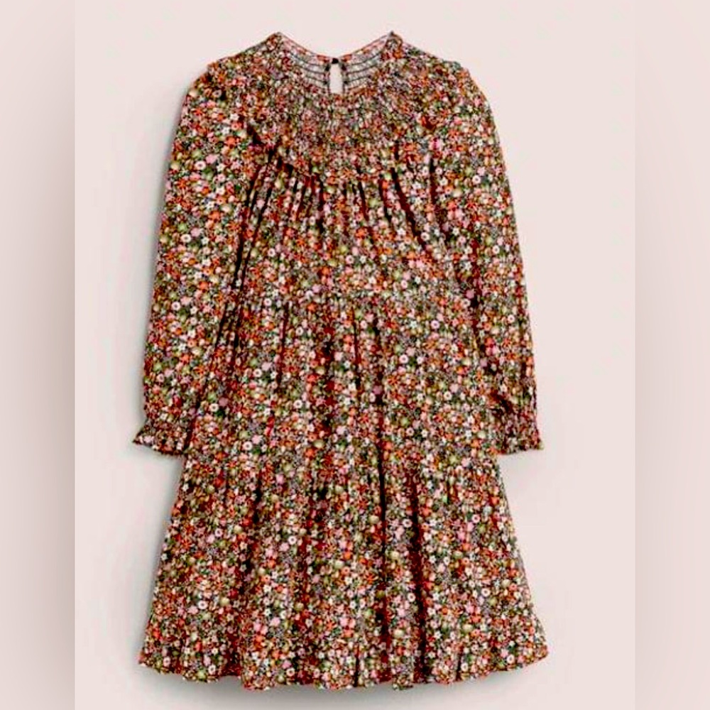 NWT Boden Smocked Yoke Tiered Dress in Multi, Floret Meadow, Size US 20/22R